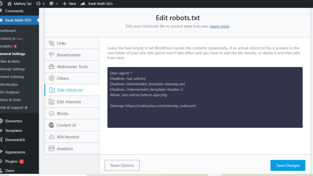 Robot.txt creation
